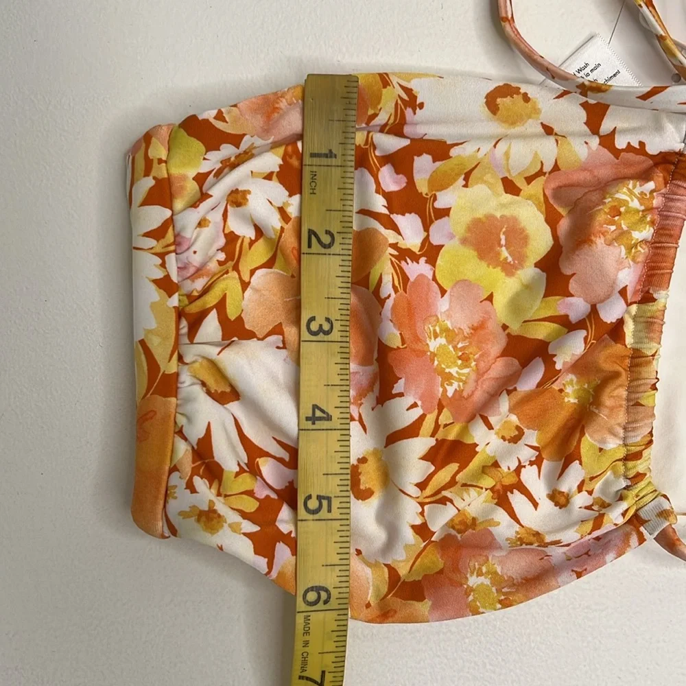NWT L*Space Dawn multi bandeau Amal orange floral bikini top